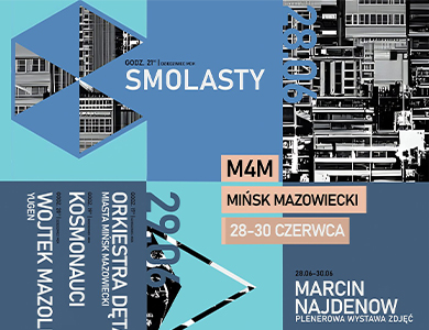 Plakat podzielony na dziewięć części w kolorach jasnego niebieskiego, błękitu, granatu i kremowego. Czarno- białe rysunki, opisy