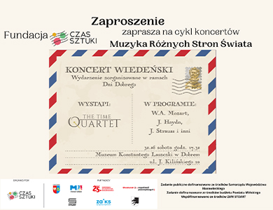 Po środku informacje w formie znaczka pocztowego. Na obwolucie czerwone i granatowe małe paski. Tytuł zaproszenie