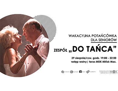 Z lewej w kole zdjęcie kobiety i mężczyzny w starszym wieku. Tańczą patrząc sobie w oczy. Po prawej tekst na białym tle.