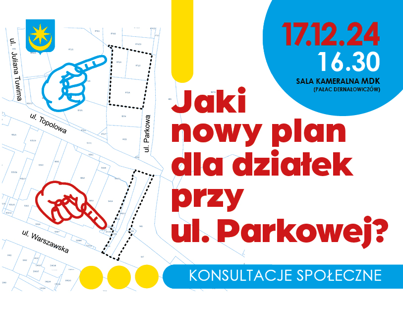 Na jasnym tle kolorowe informacje i wycinek mapy z zaznaczeniami