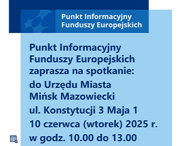 Na niebieskim tle informacje. Naokoło biała obramówka.