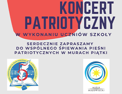 Na szarym tle inforamcje. Na górze czerwona plama. Na dole dwa loga
