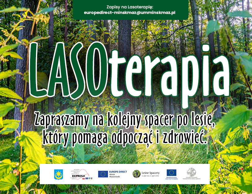 Na tle zdjęcia zielonego lasu informacje