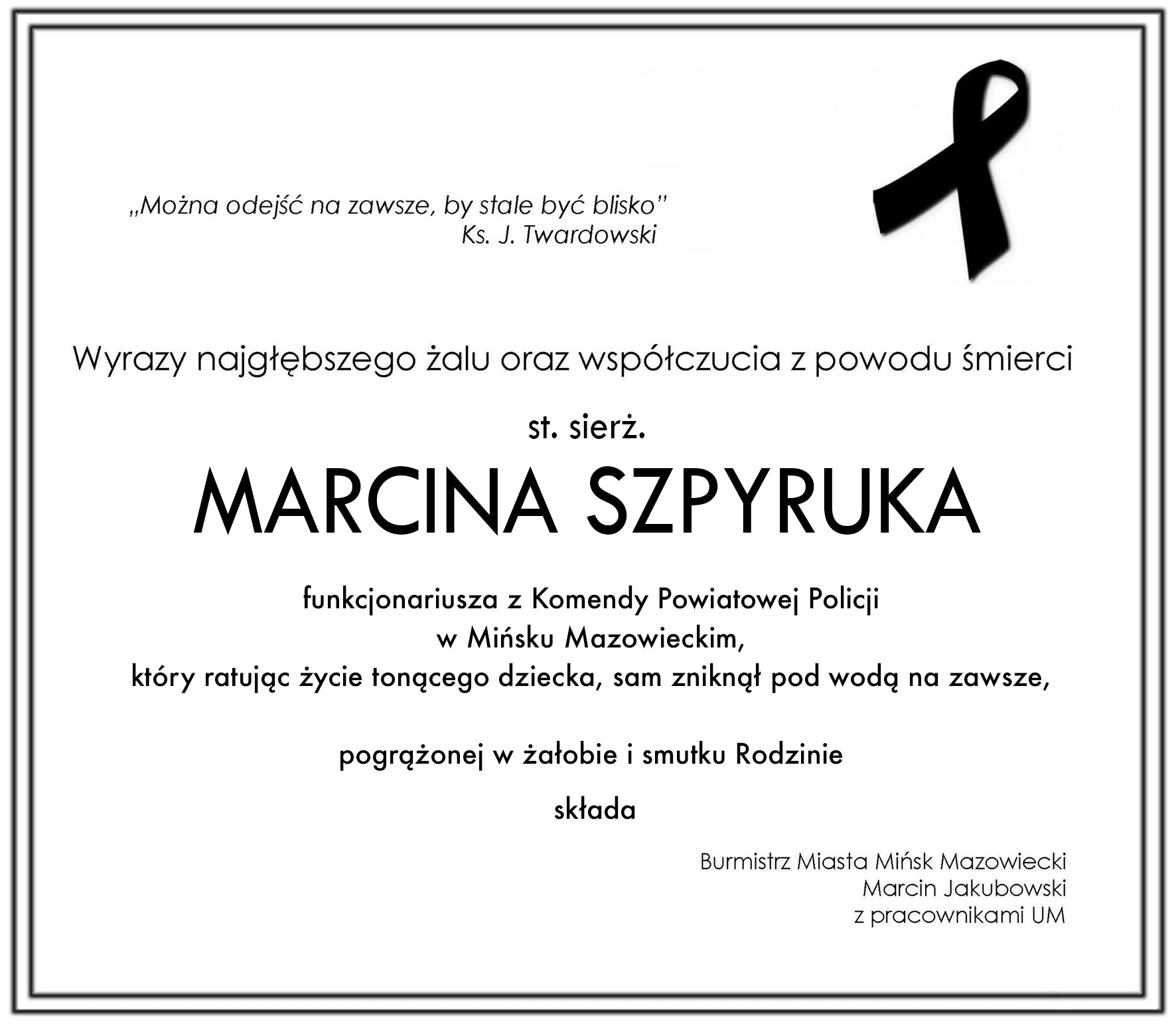 Zginął, ratując tonące dziecko
