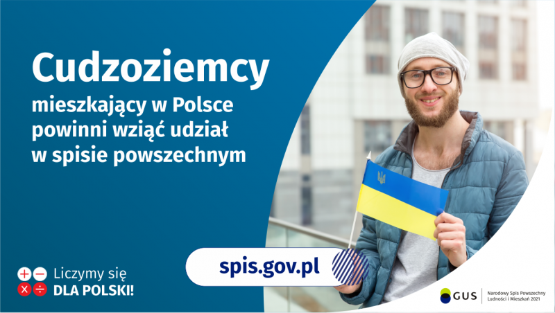 Plakat cudzoziemcy mieszkający w polski powinni wziąć udział w spisie powszechnym