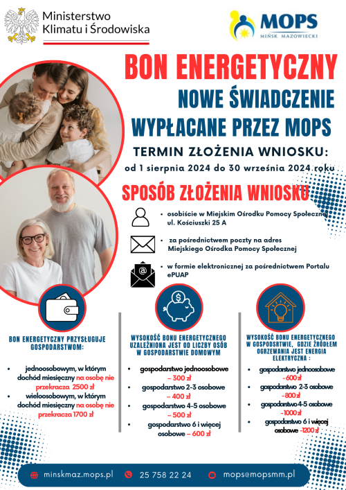 Na białym tle niebieskie i czerwone treści. Po lewej w dwóch kołach osoby